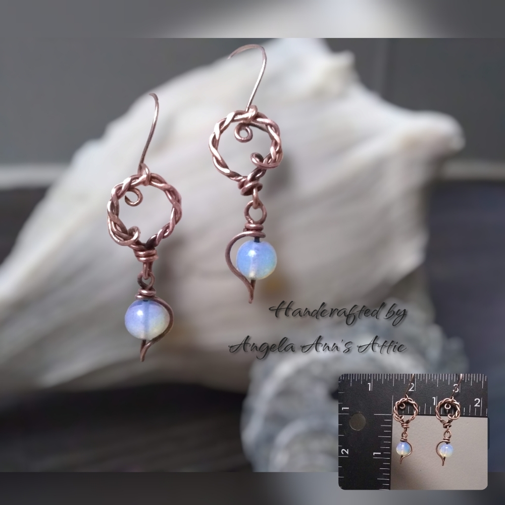 Handmade Copper & Opalite Drop Earrings